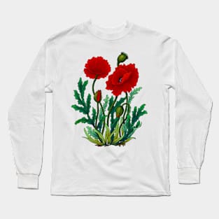 Minhwa: Poppy Carmin B Type (Korean traditional/folk art) Long Sleeve T-Shirt